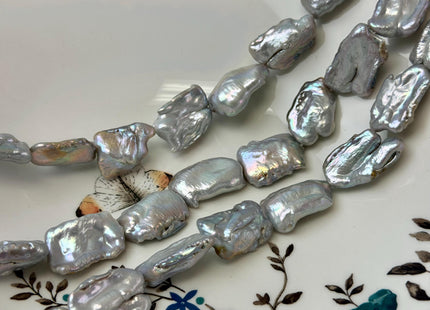 13-16x20-24 mm Gray Color Biwa Stick Freshwater Pearls Beads Biwa Freshwater Pearls Natural Irregular Biwa Stick Pearls 18 Pieces #P3321