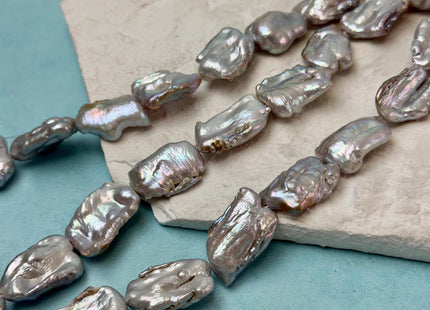 13-16x20-24 mm Gray Color Biwa Stick Freshwater Pearls Beads Biwa Freshwater Pearls Natural Irregular Biwa Stick Pearls 18 Pieces #P3321