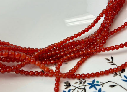 4 mm Smooth Round Red Carnelian Gemstone Beads 14.5 Inches Strand 90 Pieces #4758