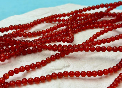 4 mm Smooth Round Red Carnelian Gemstone Beads 14.5 Inches Strand 90 Pieces #4758