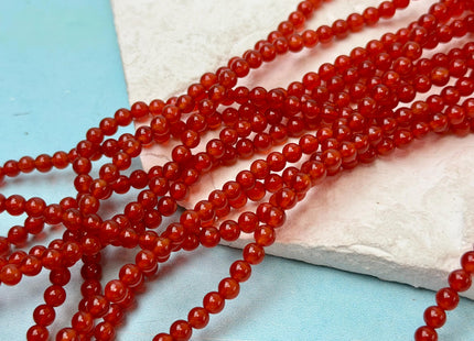 4 mm Smooth Round Red Carnelian Gemstone Beads 14.5 Inches Strand 90 Pieces #4758