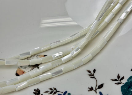 4x8-13 mm Tube Shape Natural Mother of Pearl Gemstone Beads Genuine White Mother of Pearl MOP Gemstones Loose Beads 15.5 Inches Strand #4118