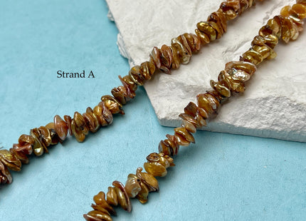 6-10 mm Rare Bronze Keshi Freshwater Pearl Beads Center Drilled Cornflakes Shape Keshi Chips Pearls #P3347