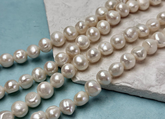 10-11 mm AA Natural White Jumbo Size Potato Nugget Freshwater Pearl Beads Genuine Natural White Pearl 40 Pieces #P3333