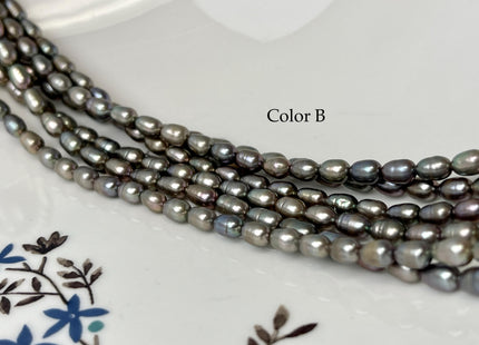 4-4.5x5-6 mm AAA Copper Brown Green Champagne Color Freshwater Rice/Oval Pearls Genuine High Luster Freshwater Rice Pearls 71 Beads #P3349