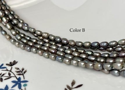 4-4.5x5-6 mm AAA Copper Brown Green Champagne Color Freshwater Rice/Oval Pearls Genuine High Luster Freshwater Rice Pearls 71 Beads #P3349