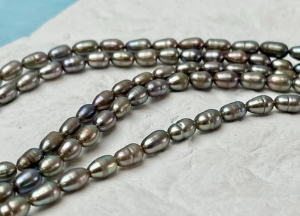 4-4.5x5-6 mm AAA Copper Brown Green Champagne Color Freshwater Rice/Oval Pearls Genuine High Luster Freshwater Rice Pearls 71 Beads #P3349