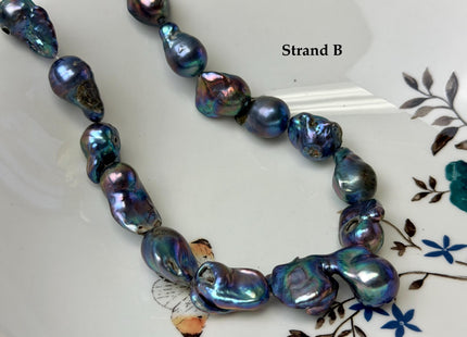 One-Of-A-Kind 8-14x11-30 mm Rainbow Blue Peacock Baroque Freshwater Pearl Beads Blue Baroque Pearls C Grade #P3335