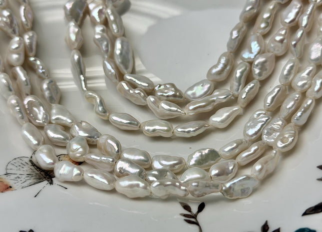 6-8x9-13 mm AAAA Natural White Keshi Freshwater Pearls Beads Genuine High Luster Rice Nugget Keshi Pearl Beads #P3336