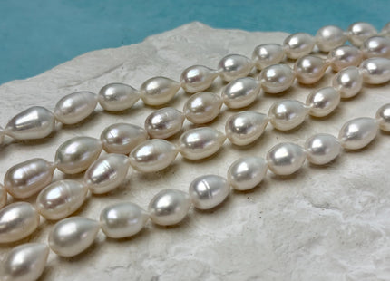 8-9x11-18 mm AA Half Strand Natural White Tear Drop Shape Freshwater Pearl Beads #P3337