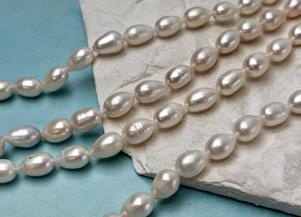 8-9x11-18 mm AA Half Strand Natural White Tear Drop Shape Freshwater Pearl Beads #P3337