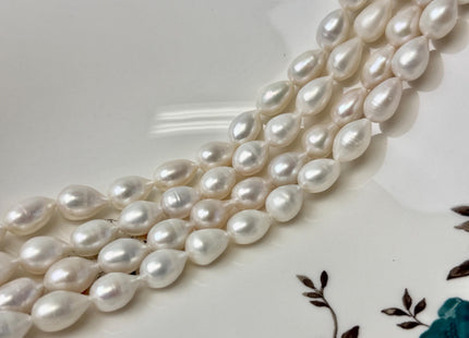 8-9x11-18 mm AA Half Strand Natural White Tear Drop Shape Freshwater Pearl Beads #P3337