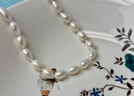 8-9x11-18 mm AA Half Strand Natural White Tear Drop Shape Freshwater Pearl Beads #P3337