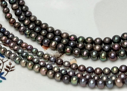 5-6 mm AAA Dark Chocolate Brown Peacock Potato Freshwater Pearl Beads #P3351