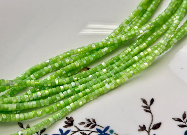 4 mm Smooth Rondelle Heishi Natural Mother of Pearl Gemstone Beads Pink Green Blue Purple Yellow MOP Beads 15.5 Inches Strand #4769