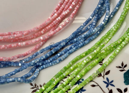 4 mm Smooth Rondelle Heishi Natural Mother of Pearl Gemstone Beads Pink Green Blue Purple Yellow MOP Beads 15.5 Inches Strand #4769
