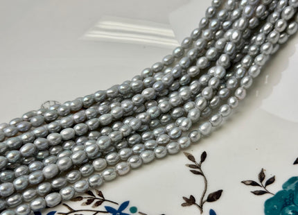 3.5-4x5 mm AAA Natural White or Gray Rice Oval Freshwater Pearl Large 1.0mm Hole High Luster Small Tiny Rice Beads 73 Pieces #P3364