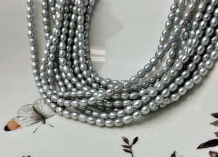 4x5 mm AAA Natural White or Gray Rice Oval Freshwater Pearl Large 1.0mm Hole High Luster Small Tiny Rice Beads 73 Pieces #P3364