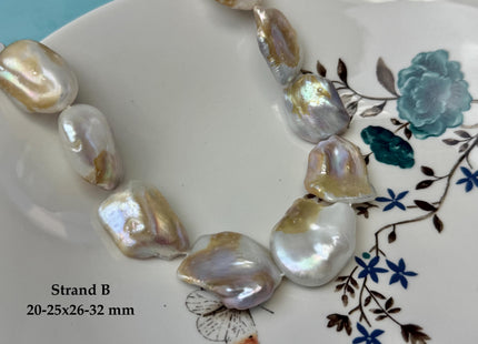 One-Of-A-Kind AAA Very Rare Natural White Seaweed Freshwater Coin Pearl High Luster Jumbo Thick Rectangle Coin Pearls #P3361