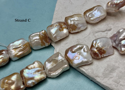 One-Of-A-Kind AAA Very Rare Natural White Seaweed Freshwater Coin Pearl High Luster Jumbo Thick Rectangle Coin Pearls #P3361