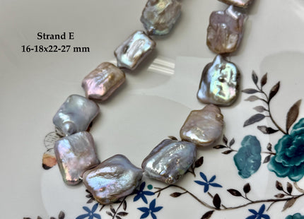 One-Of-A-Kind AAA Very Rare Natural Mauve Pink Seaweed Freshwater Coin Pearl High Luster Jumbo Thick Rectangle Coin Pearls #P3362