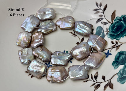 One-Of-A-Kind AAA Very Rare Natural Mauve Pink Seaweed Freshwater Coin Pearl High Luster Jumbo Thick Rectangle Coin Pearls #P3362