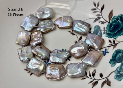 One-Of-A-Kind AAA Very Rare Natural Mauve Pink Seaweed Freshwater Coin Pearl High Luster Jumbo Thick Rectangle Coin Pearls #P3362