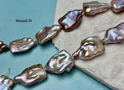 One-Of-A-Kind AAA Very Rare Natural Mauve Pink Seaweed Freshwater Coin Pearl High Luster Jumbo Thick Rectangle Coin Pearls #P3362