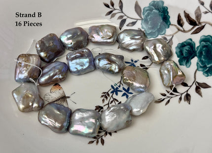 One-Of-A-Kind AAA Very Rare Natural Mauve Pink Seaweed Freshwater Coin Pearl High Luster Jumbo Thick Rectangle Coin Pearls #P3362