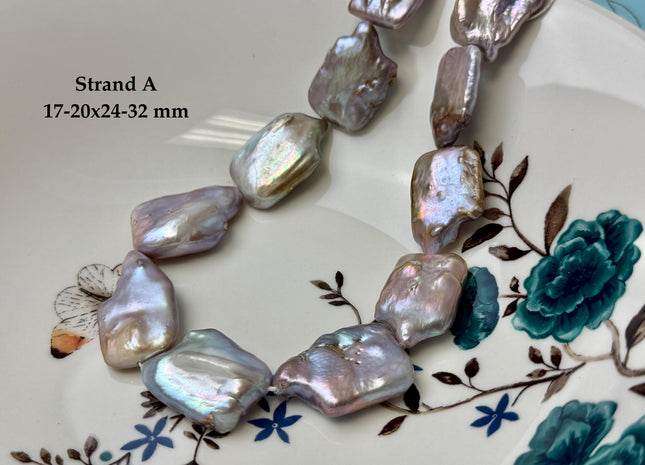 One-Of-A-Kind AAA Very Rare Natural Mauve Pink Seaweed Freshwater Coin Pearl High Luster Jumbo Thick Rectangle Coin Pearls #P3362