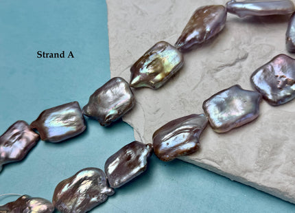 One-Of-A-Kind AAA Very Rare Natural Mauve Pink Seaweed Freshwater Coin Pearl High Luster Jumbo Thick Rectangle Coin Pearls #P3362