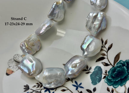 One-Of-A-Kind AAA Very Rare Natural Silver White and Pink Freshwater Coin Pearl High Luster Jumbo Thick Rectangle Coin Pearls #P3363