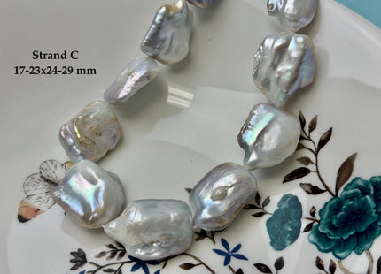 One-Of-A-Kind AAA Very Rare Natural Silver White and Pink Freshwater Coin Pearl High Luster Jumbo Thick Rectangle Coin Pearls #P3363
