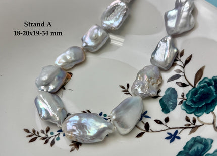 One-Of-A-Kind AAA Very Rare Natural Silver White and Pink Freshwater Coin Pearl High Luster Jumbo Thick Rectangle Coin Pearls #P3363