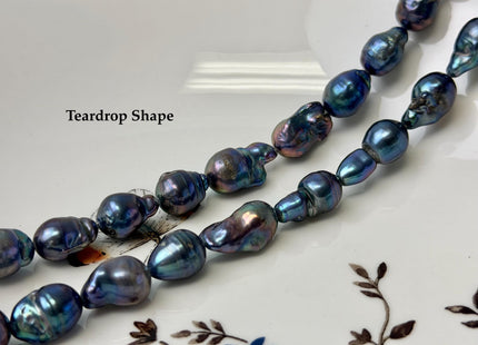 9-10 mm Potato or Teardrop Shape Blue Peacock Baroque Freshwater Pearl Beads B Grade #P3338