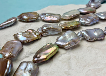One Piece 18-23 mm Natural Mauve Pink and Seaweed Coin Freshwater Pearl Jumbo Rectangle Square Coin Pearl Beads #P3341