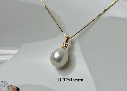 One-Of-A-Kind 11-25 mm Rare Natural White Baroque/Edison Pearl With .925 Sterling Silver/Gold Pendant #PD0010