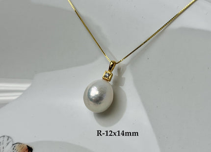 One-Of-A-Kind 11-25 mm Rare Natural White Baroque/Edison Pearl With .925 Sterling Silver/Gold Pendant #PD0010