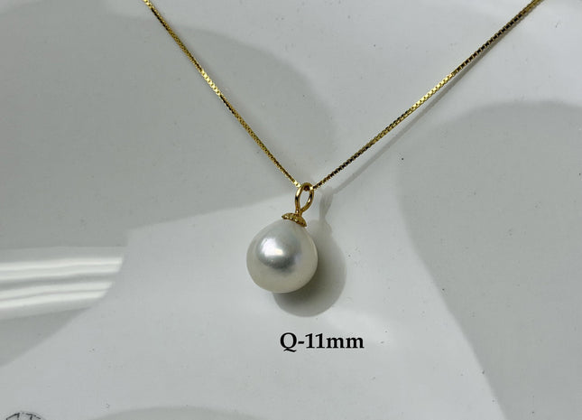 One-Of-A-Kind 11-25 mm Rare Natural White Baroque/Edison Pearl With .925 Sterling Silver/Gold Pendant #PD0010