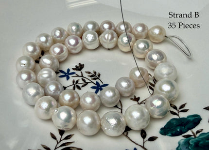 One-Of-A-Kind 10-13 mm Natural White AA Large Size Edison Baroque Freshwater Pearl Beads #P3353