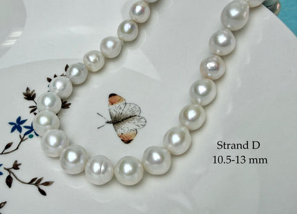 One-Of-A-Kind 10-13 mm Natural White AA Large Size Edison Baroque Freshwater Pearl Beads #P3353