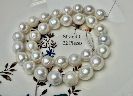 One-Of-A-Kind 10-13 mm Natural White AA Large Size Edison Baroque Freshwater Pearl Beads #P3353