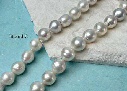 One-Of-A-Kind 10-13 mm Natural White AA Large Size Edison Baroque Freshwater Pearl Beads #P3353