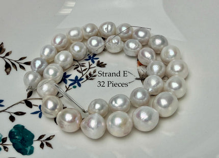 One-Of-A-Kind 10-13 mm Natural White AA Large Size Edison Baroque Freshwater Pearl Beads #P3353