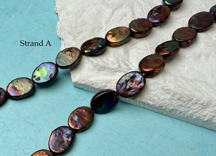 One-Of-A-Kind AAA Very Rare Peacock Freshwater Coin Pearl Oval Coin Pearls #P3354