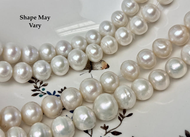 13-17 mm Natural White Freshwater Baroque Edison Pearl Beads Large 2.2mm Hole Jumbo Pearl Beads #P3323