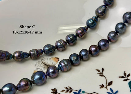 9-11x12-18 mm Potato or Teardrop Shape Rainbow Blue Peacock Large Baroque Freshwater Pearl Beads #P3359