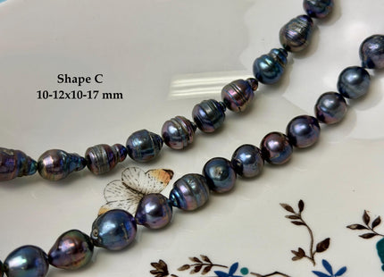 9-11x12-18 mm Potato or Teardrop Shape Rainbow Blue Peacock Large Baroque Freshwater Pearl Beads #P3359