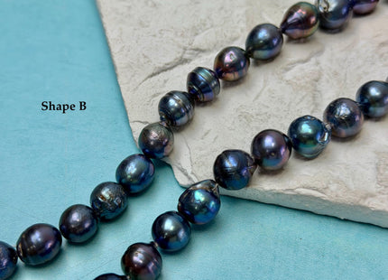 9-11x12-18 mm Potato or Teardrop Shape Rainbow Blue Peacock Large Baroque Freshwater Pearl Beads #P3359