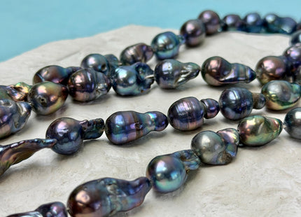 9-11x12-18 mm Potato or Teardrop Shape Rainbow Blue Peacock Large Baroque Freshwater Pearl Beads #P3359